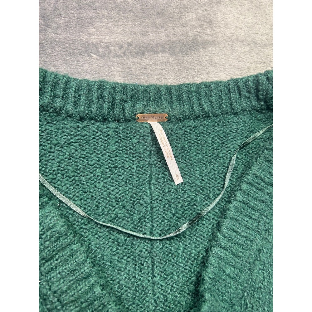 Free People Brookside V-Neck Oversized Sweater Emerald Green Womens‎ Small - Picture 3 of 5